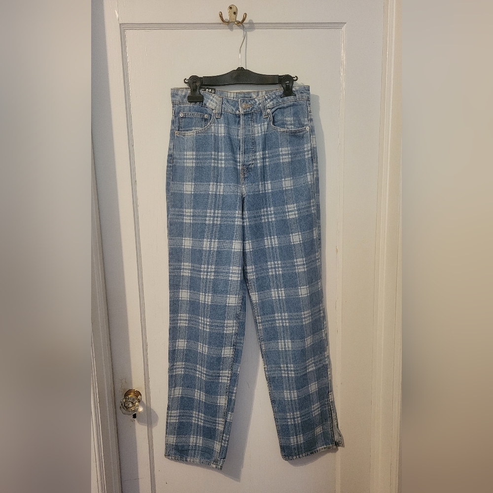 *NWT* H&M Plaid Blue Women's Jeans, Size: US 4